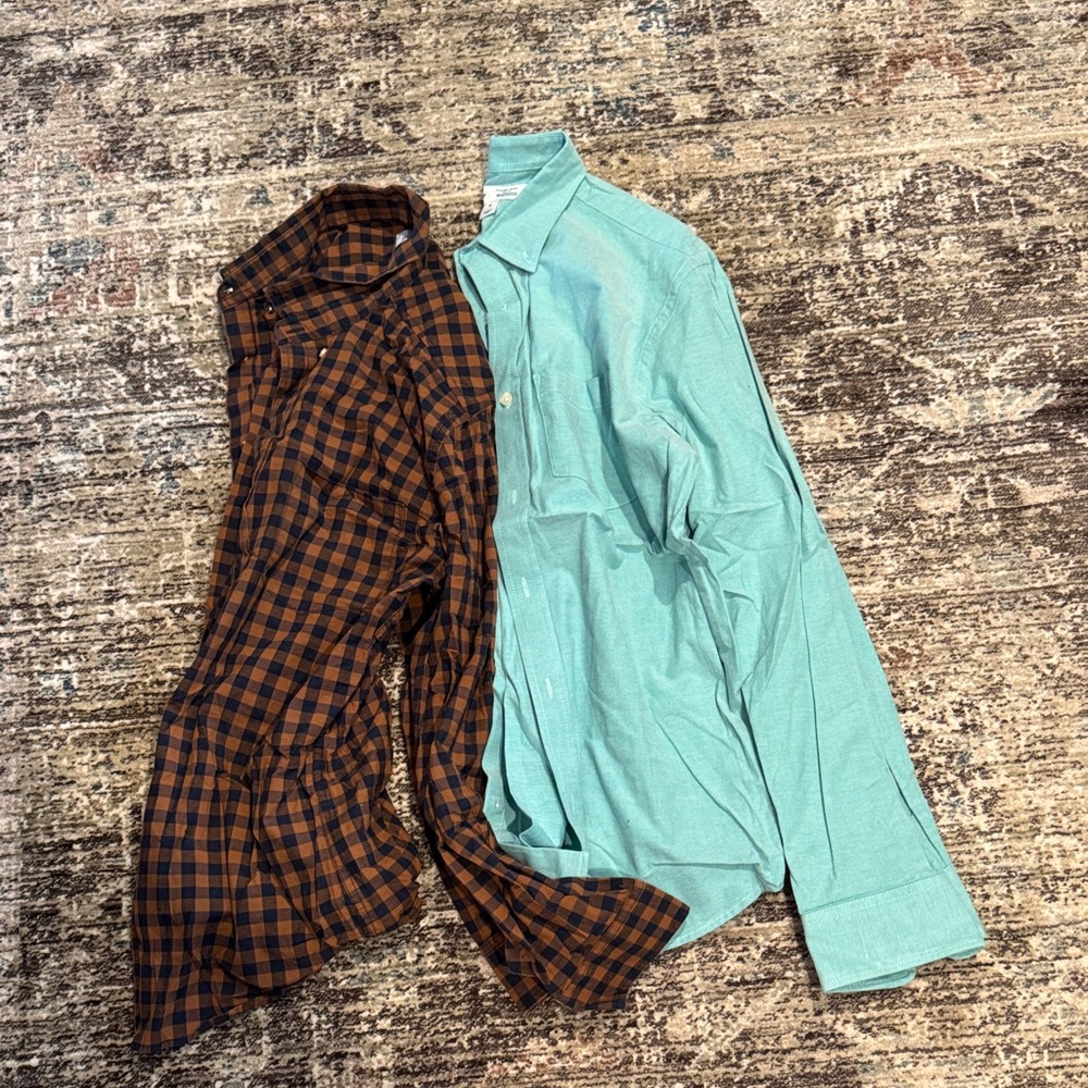Men's Checkered and Solid Shirt Set